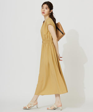 フロントボタンギャザー ワンピース