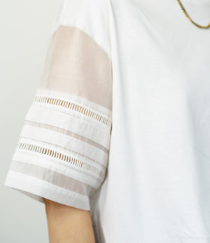 はしごレースシルケットカットソー