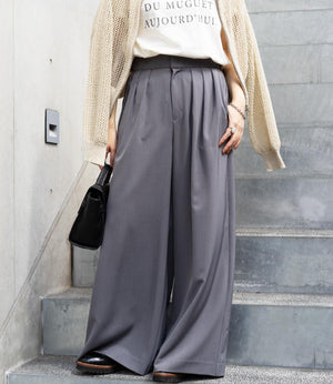 サイドベルトタックワイドスラックス