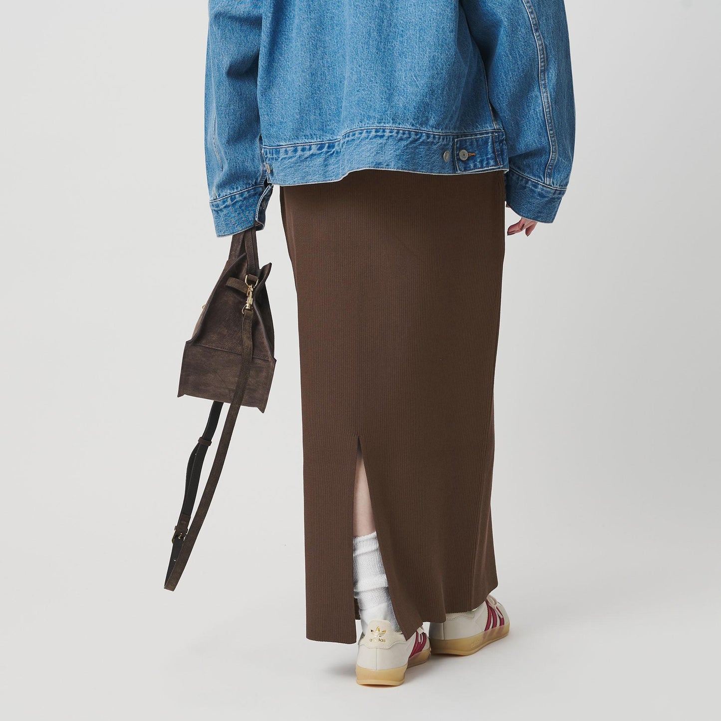 【WEB限定 Wardrobe DAILY MINIMAL】ポリエステルコットン リブニットタイトスカート ウォッシャブル