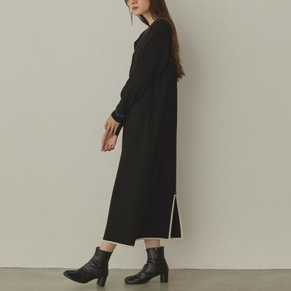 バイカラーストレートニットワンピース