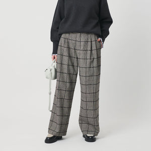 チェック ワイドタックパンツ
