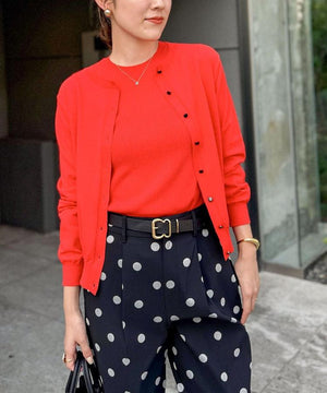 天竺クルーネックカーデ