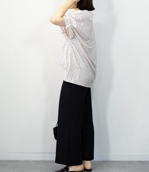 接触冷感袖タックカットソー