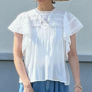 カットワーク刺繍ブラウス