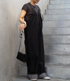 Vネックデニムオールインワン