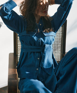 ライトダンガリー ワイドパンツ