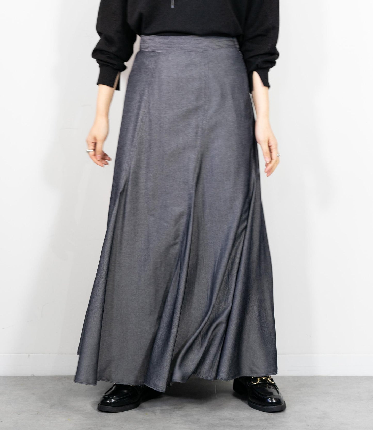 シャンブレーパネルスカート