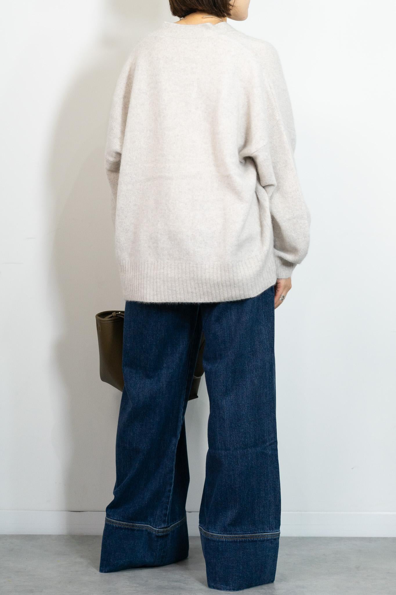 FOX混Vネックボクシーカーディガン