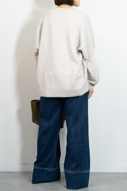 FOX混Vネックボクシーカーディガン