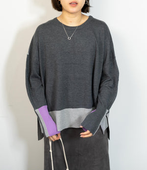 バイカラーボクシーニット