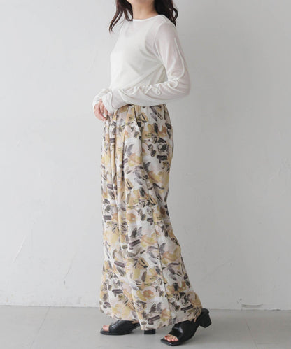 ペインティングフラワーイージーパンツ