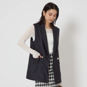 リネンライク ジレ -マシンウォッシャブル・ストレッチ-