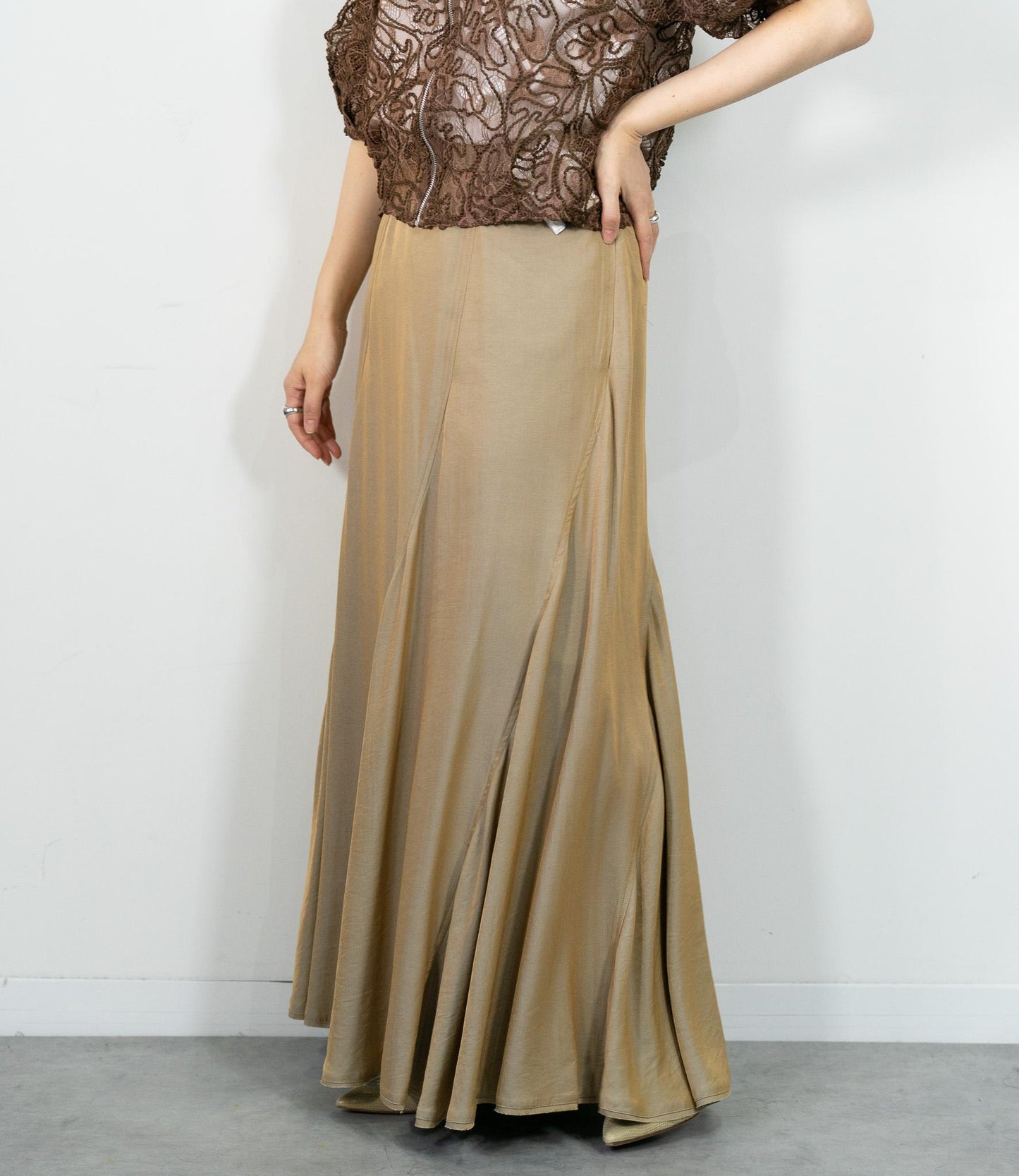 シャンブレーパネルスカート