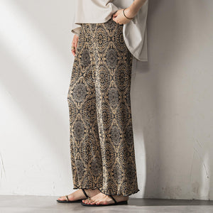 【WEB限定】オリエンタル柄クリスタルプリーツパンツ≪手洗い可能≫