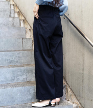 ベルト付きハイウエストストレートパンツ