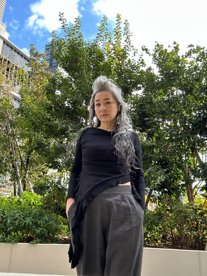 アシンメトリーギャザー デザイントップス