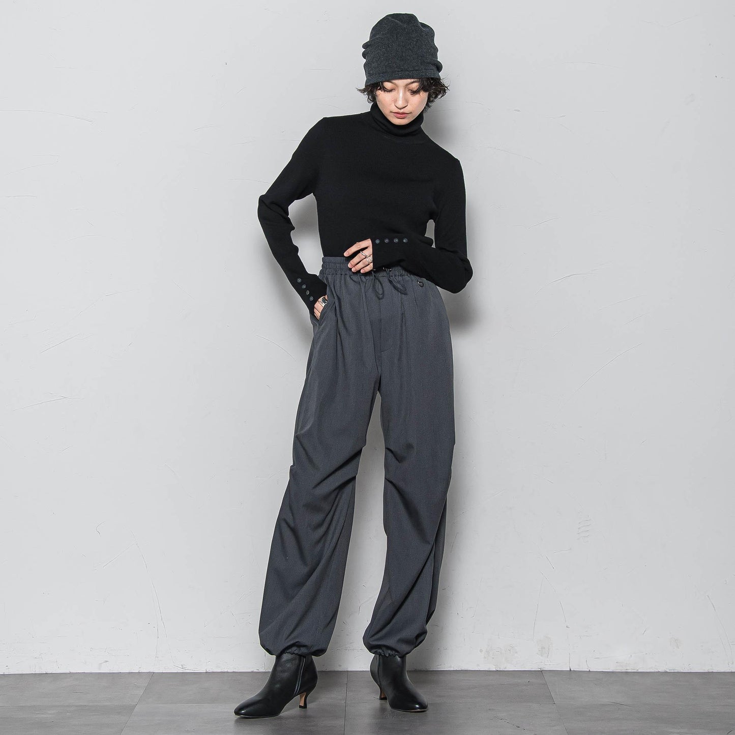 リブタートルニットプルオーバー≪手洗い可能≫