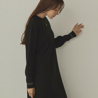 バイカラーストレートニットワンピース