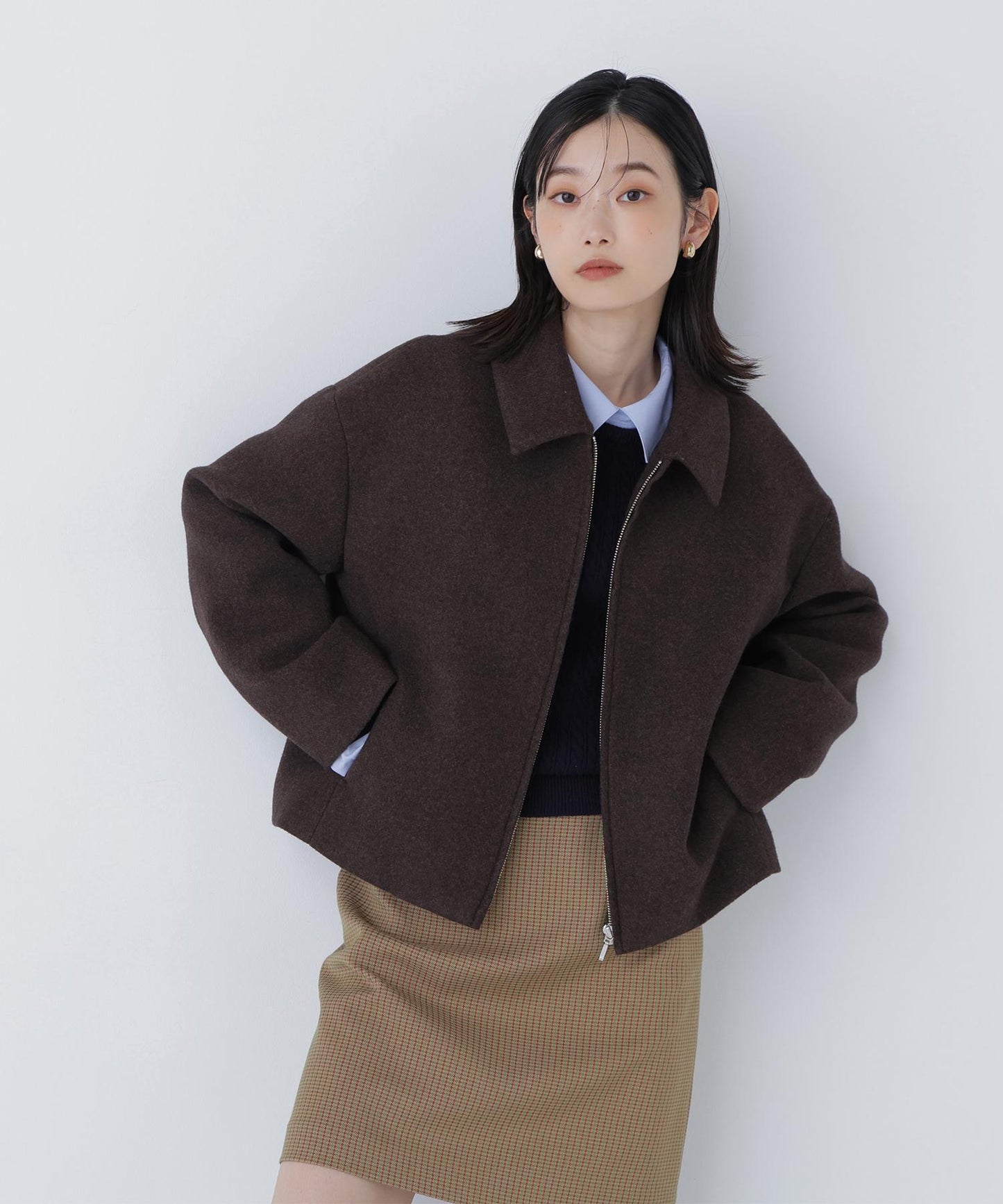 ＜朝比奈 彩さんコラボ＞ステンカラージップブルゾン