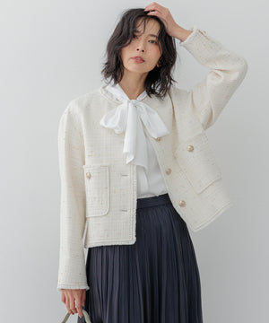 GIOLICA ボタン ツイード ジャケット