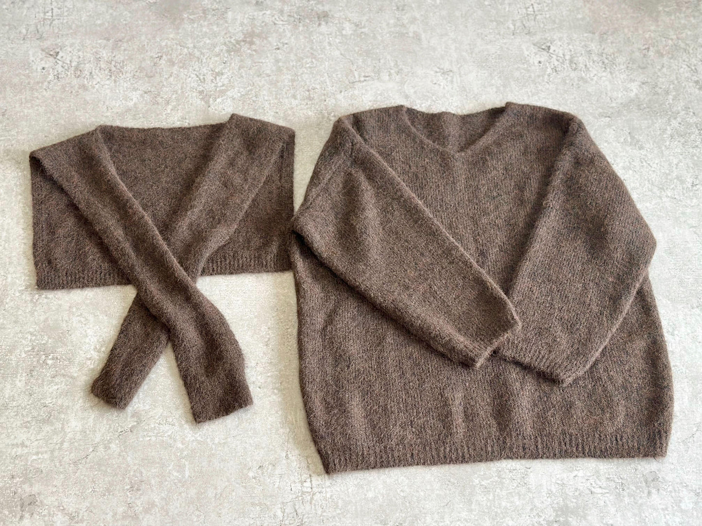 ウール混ショール付きニット