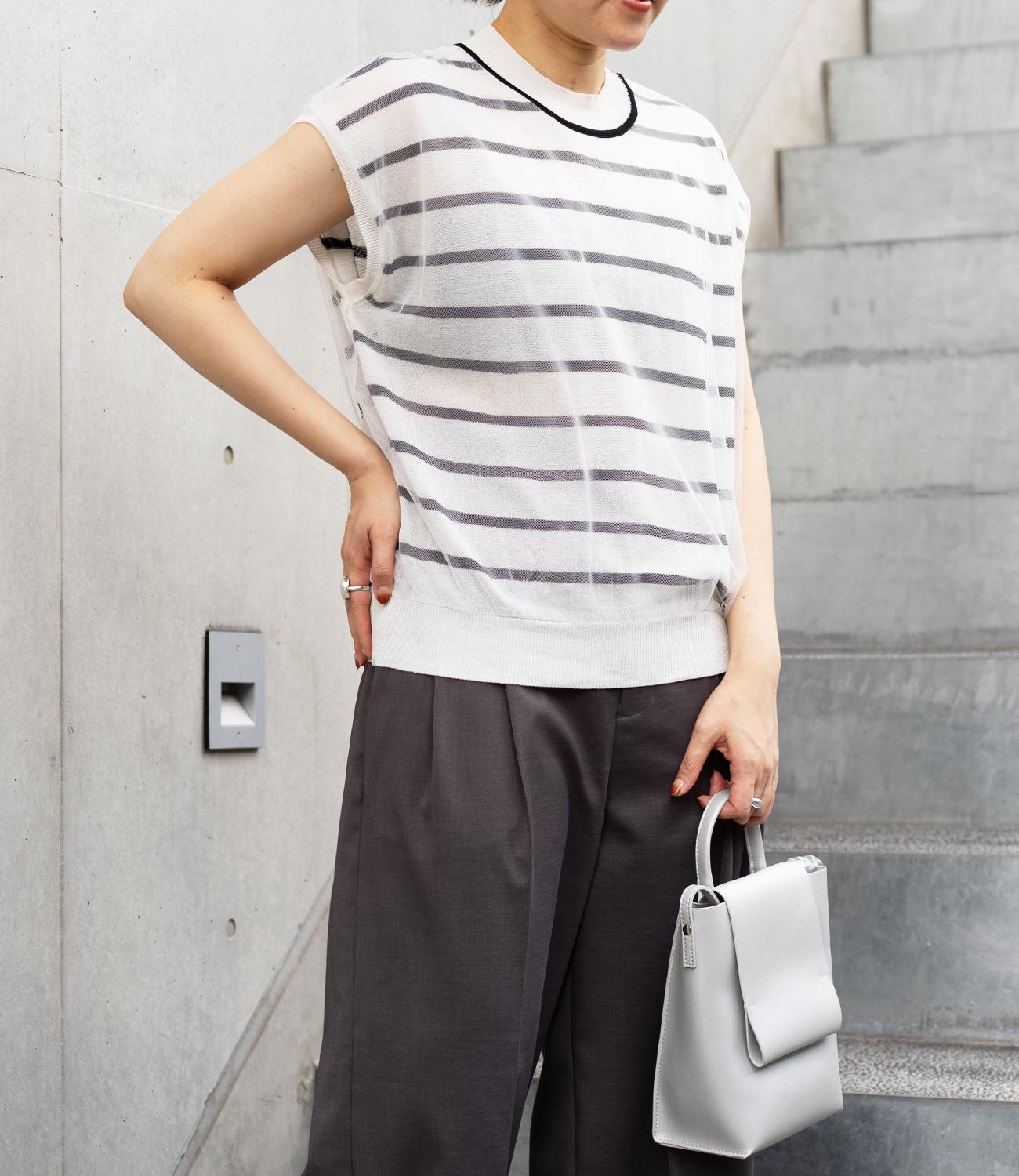 チュールレイヤードボーダーニット