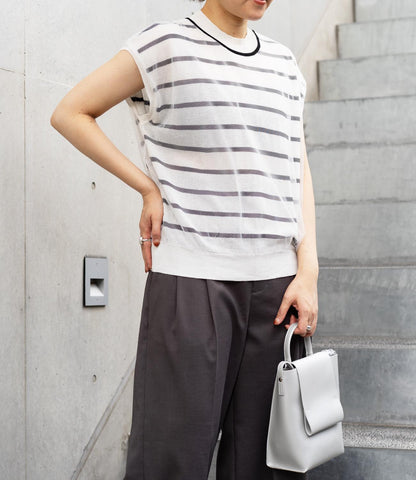 チュールレイヤードボーダーニット