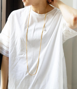 スネークチェーン淡水パールトップネックレス