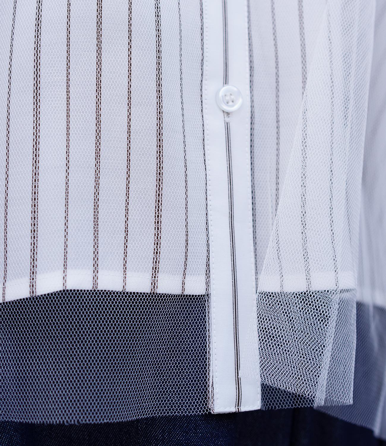 チュールレイヤードドレープブラウス