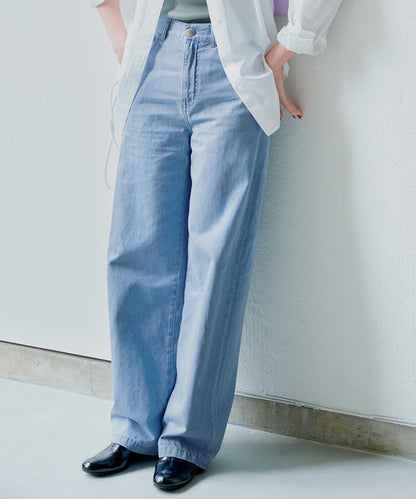 ライトダンガリー ワイドパンツ