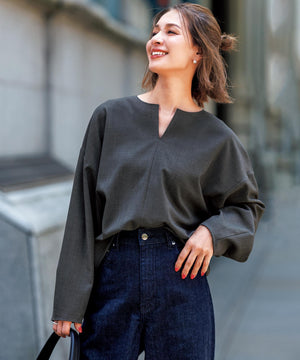 撥水ストレッチ ルーズワイドデニム