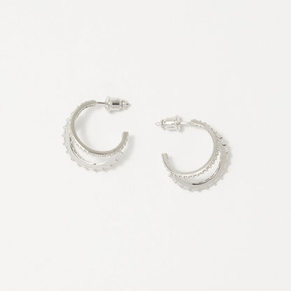 パヴェ ダブルフープ ピアス