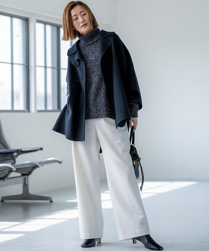 ウールライトリバー ポンチョシルエット コート