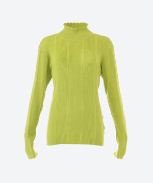 透かし柄ハイネックニット