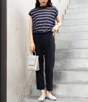 チュールレイヤードボーダーニット