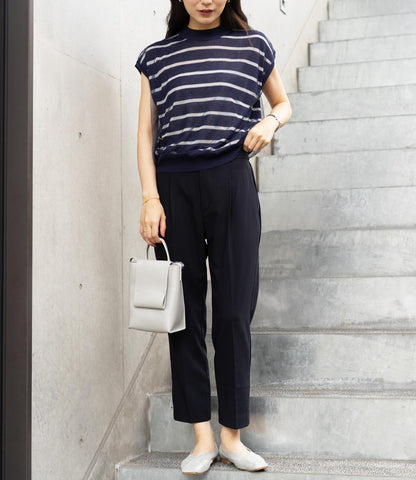 チュールレイヤードボーダーニット