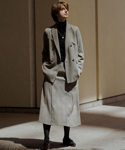 モナベールツイル チェック ダブル ジャケット