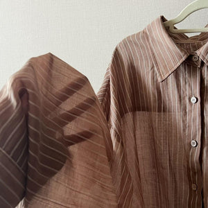 シアーストライプオーバーシャツ