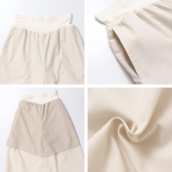 ウエストリブリネン混フレアパンツ