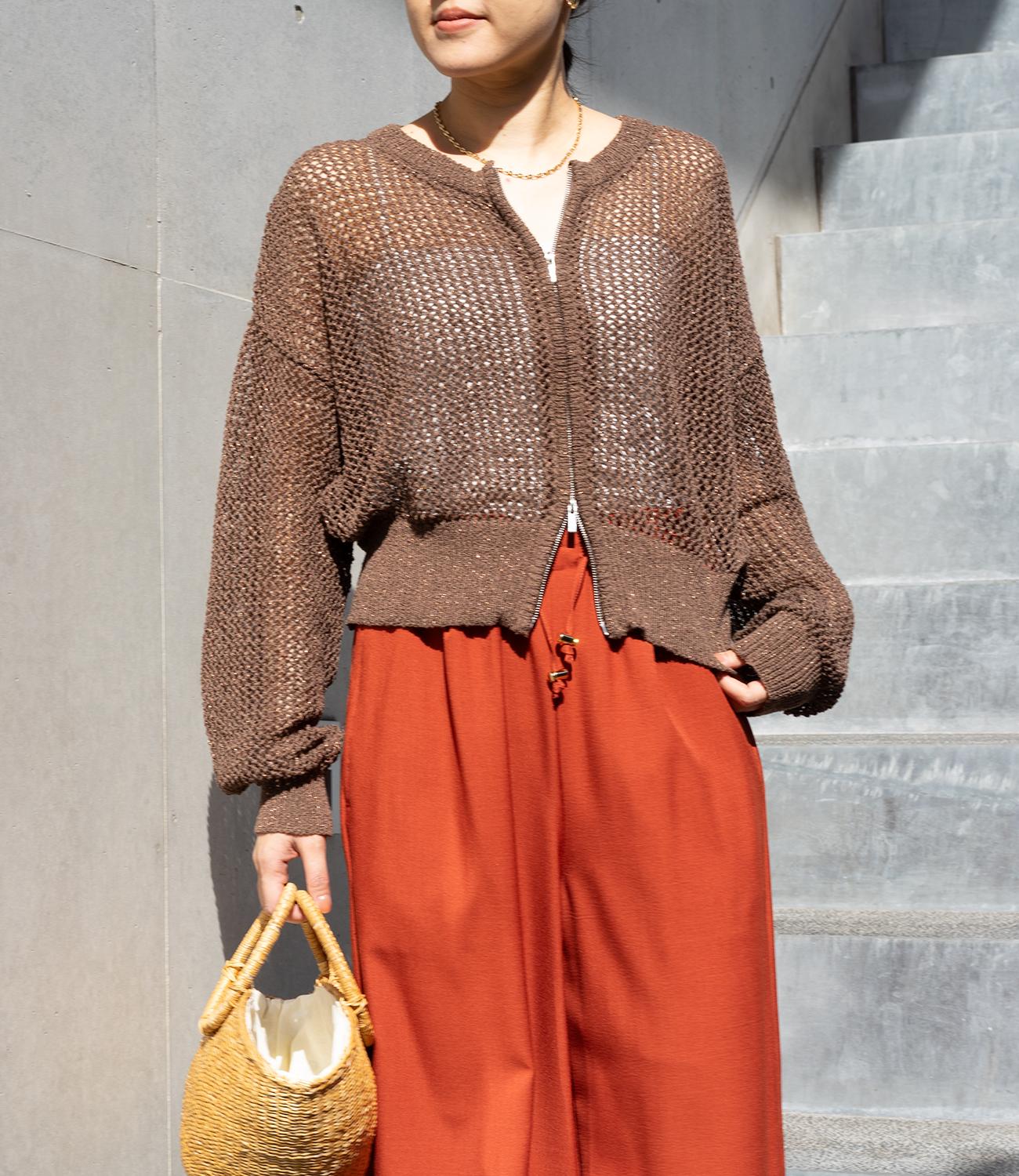 ダブルジップメッシュラメカーデブルゾン