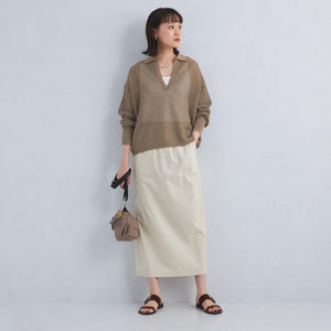メッシュ スキッパー ニット プルオーバー -ウォッシャブル-
