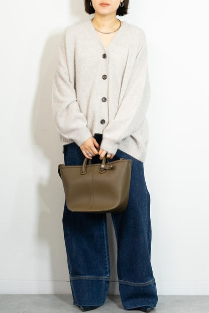 FOX混Vネックボクシーカーディガン