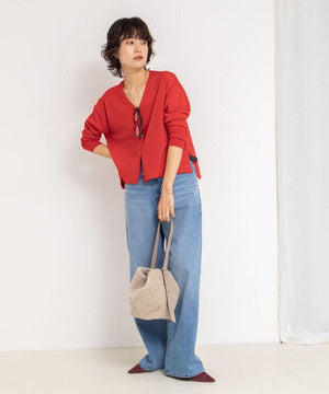 18G天竺ゆったりVカーデ