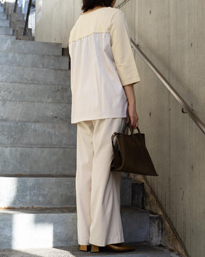 7分袖異素材切替カットソー