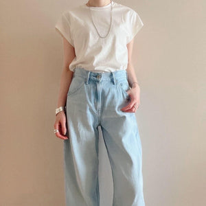 キャップスリーブシルケットTシャツ