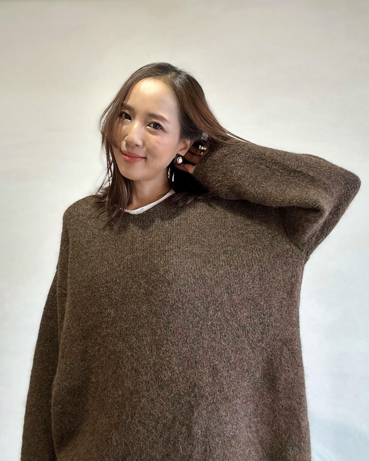 ウール混ショール付きニット