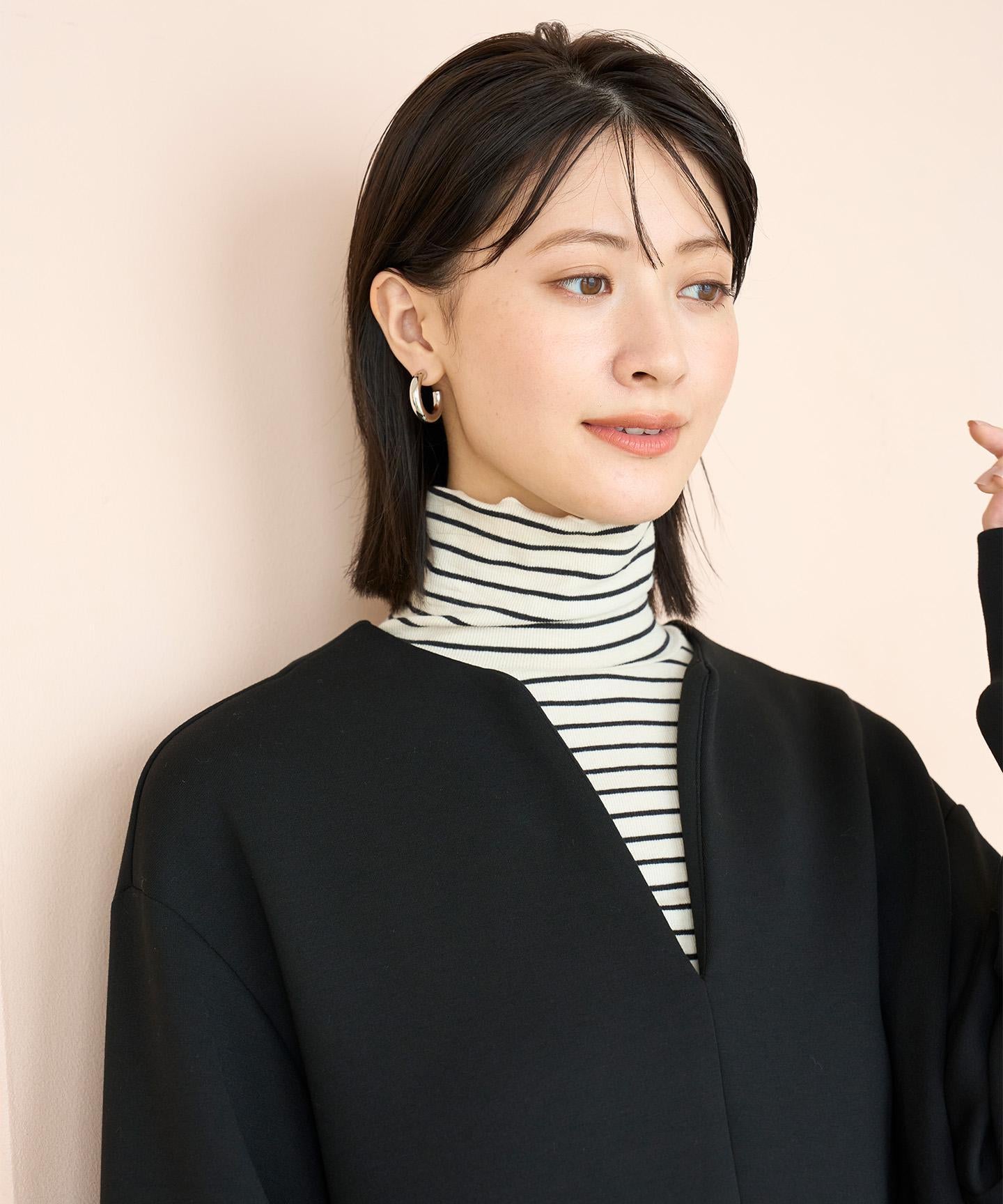 コットンカシミヤ タートルネックカットソー