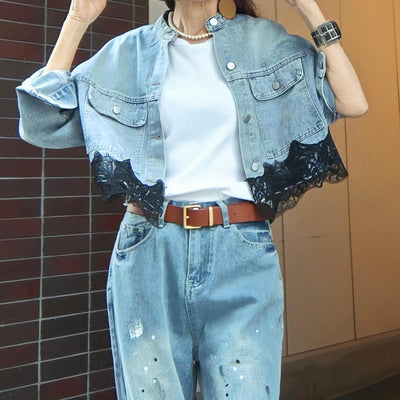レーストリムデニムジャケット
