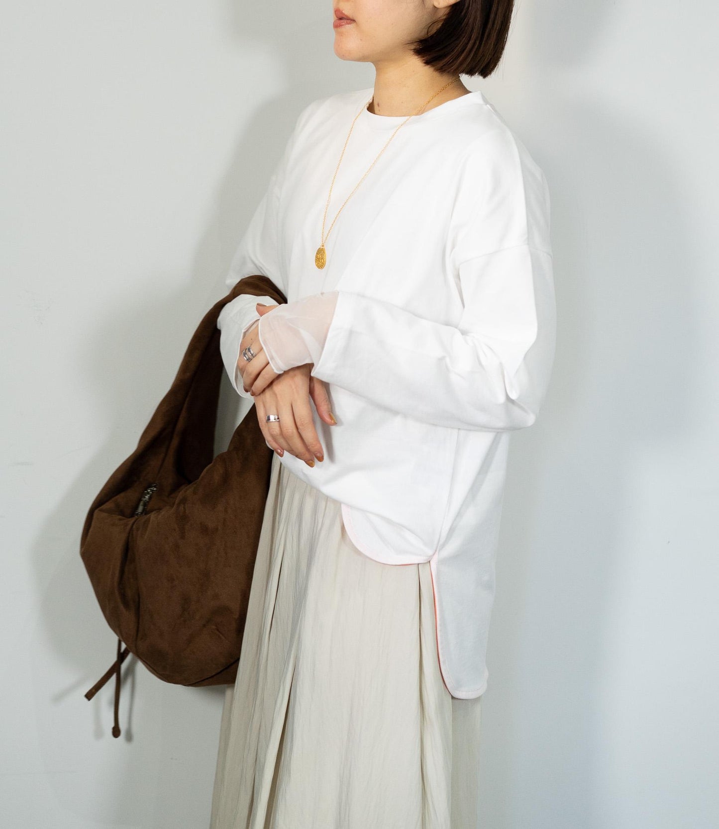 ポイントカラーロングTシャツ